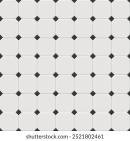 Textura de azulejo de piso de parede branco e preto. Textura de plano de fundo de vetor uniforme