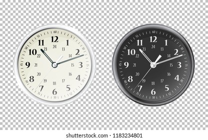 White and black wall office clock icon set. The electronic device