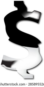White black warped dollar vector sign