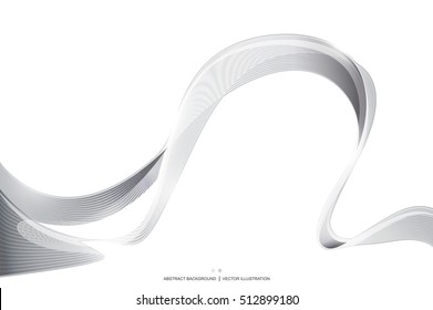 White Black wave stripe ribbon abstract Background, transparent vector