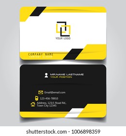 White Black and Yellow creative modern name card and business card with horizontal curve corner standard size vector template.
