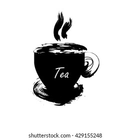 White and black.A Cup of tea.Vector illustration