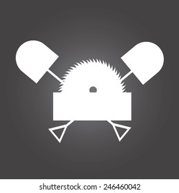 white blades and cutting disc on black background