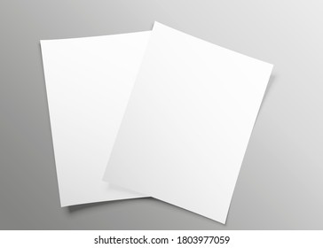 White Blank A4 Paper Mockup Template. Use For Presentation Of The Design Of A Flyer, Cover Or Poster. Vector Illustration