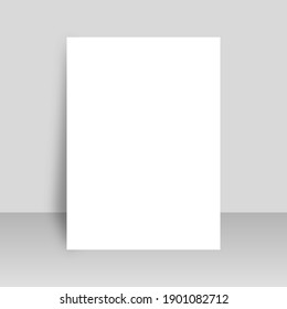 White Blank A4 Paper With Shadow. Templates For Presentation Of Design Like Flyer, Cover, Poster. Mock Up Design Template