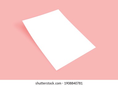 White Blank A4 Papers With Shadows On The Pink Background. Templates For Presentation Of Design Like Flyer, Cover, Poster. Mock Up Design Template