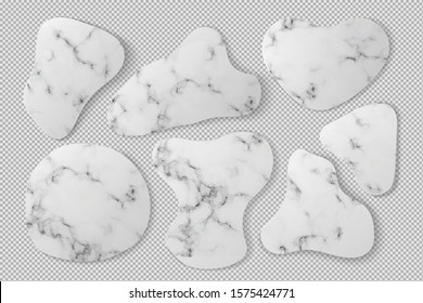 White Blank abstract Shape design marble template set with shadow on transparentcy background. concept podium stage showcase for product,  sale, banner, presentation, cosmetic, offer. Realistic vector