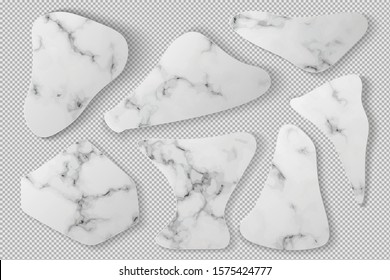 White Blank abstract Shape design marble template set with shadow on transparentcy background. concept podium stage showcase for product,  sale, banner, presentation, cosmetic, offer. Realistic vector