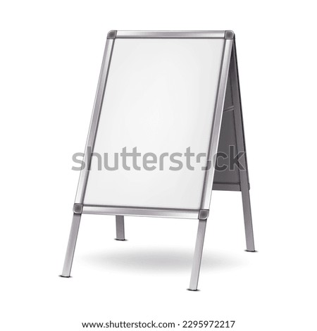 White blank A-frame sign vector mock-up. Sandwich board realistic mockup. Folding portable advertising display template
