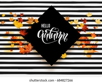 White blank with autumn maple leaves on background. Nature fall template for design banner, ticket, leaflet, card, poster and so on.