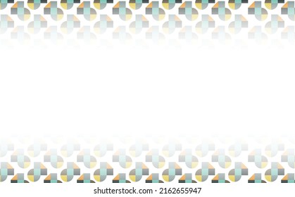 White blank background with colorful geometric shapes ornament as a frame. Suitable for backdrop, cover, card, and design element.