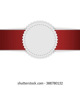 White blank Badge on red Ribbon