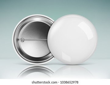 White blank badging round button badge isolated vector template