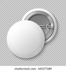 White Blank Badging Round Button Badge Isolated Vector Template