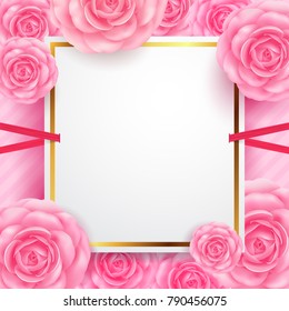 White blank banners with beautiful flower for Valentine's Day Greeting card, Banners,Flyers, Posters and Brochure.Vector illustration EPS 10