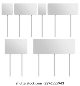 White blank boards signs. Vector illustration.