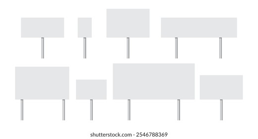 Placas brancas em branco. Ilustração vetorial. imagem de stock.