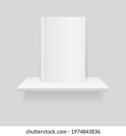 white blank book on bookshelf 3d icon