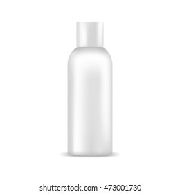 White blank bottle with cap. Mock up, cosmetic package 