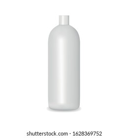 White blank bottle with cap. Shampoo, lotion, shower gel mockup.Cosmetic package template