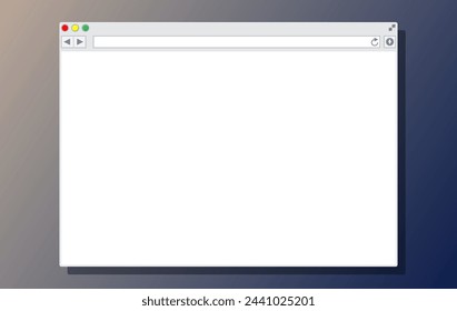 White blank browser window. Operating system user interface. Generic internet browser software. Vector illustration in flat style