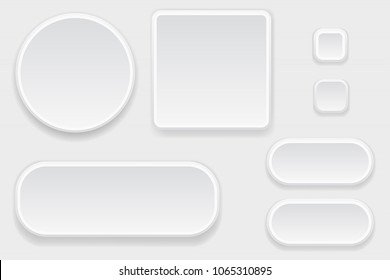 White blank buttons. Set of interface elements. Vector 3d illustration