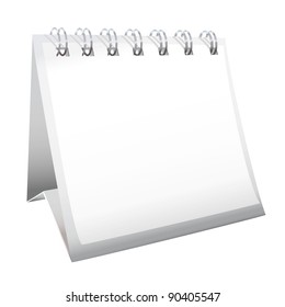 White blank calendar with spiral metal bound pages