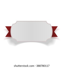 White blank Card on red Ribbon