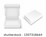 White blank cardboard box with flip top, realistic vector illustration. Rectangular caton pack with open and closed hinged lid, isolated on transparent background. Empty gift package