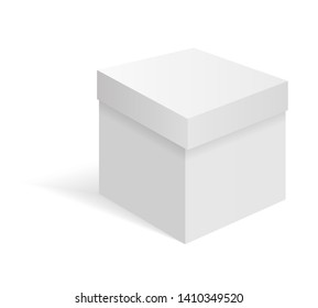 White blank cardboard package box. Vector template. Cardboard box mockup, package and container illustration.