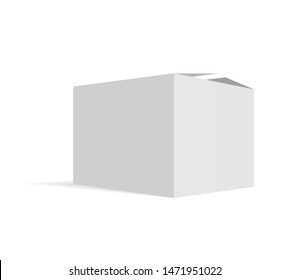 White blank cardboard package box. Vector template. Cardboard box mockup, package and container illustration.