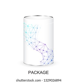 White blank cardboard package boxes mockup for new design. Product packing 3d realistic isolated medicine box packaging vector illustration template with molecule.