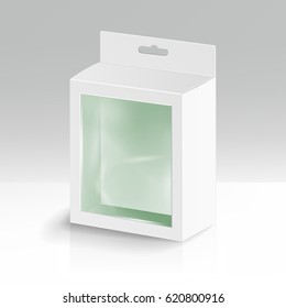 White Blank Cardboard Rectangle Vector. Realistic Mock Up White Package Box. 
