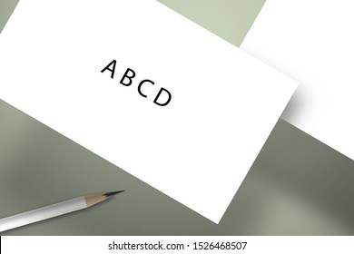 White blank cards are above the colored surface close-up. Mockup for design with shadows