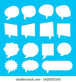 white blank cartoon speech bubbles with different shape set on blue background. vector illustration