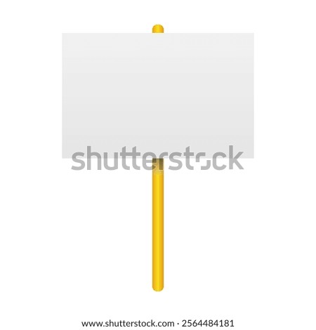 White blank chalkboard signs. Blank protest poster with wooden poles. Vector illustration.