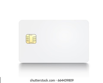 white blank chip card, isolated white background, 3d illustration