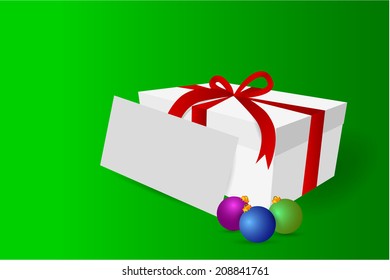 White Blank Christmas Gift on Red Background 