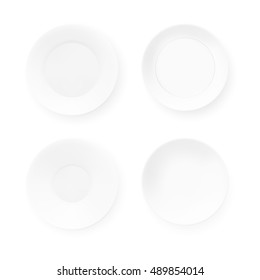 White Blank Clear Ceramic Plates Set. EPS10 Vector