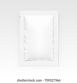 White Blank Clear Sachet For Food, Medical Or Cosmetics. EPS10 Vector