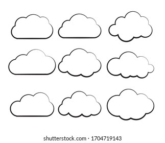 White blank  Cloud symbol or logo, thinking balloon set on white background. Vector Illustration EPS10