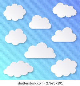 White blank clouds on beautiful blue striped background