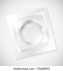 White Blank Condom Wrapper,  Foil Pack For Your Design, VECTOR 
