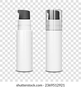 White blank cosmetics template, mockup. Set of packagings. Vector illustration isolated on transparent background