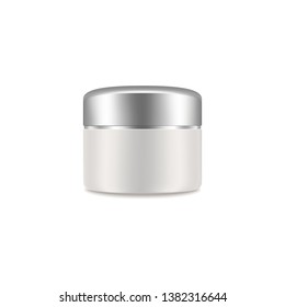 White blank cream realistic container. Mockup, cosmetic package, jar vector illustration 