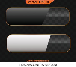 White Blank Elegant Golden Button. Glass gold button and sliders. Gradient mesh. Button color gold with transparent background.