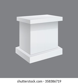 White Blank Empty Showcase prespective view Products On White Background Isolated. Ready For Your Design