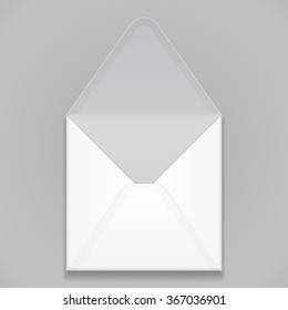 White Blank Envelope. Illustration Isolated On Gray Background. Mock Up Template Ready For Your Design. Vector EPS10
