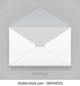 White Blank Envelope Isolated On Gray Background. Ready For Your Design. Product Packing Vector EPS10