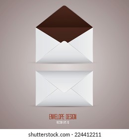 White Blank Envelope Isolated On Trendy Background. Ready For Your Design. Vector